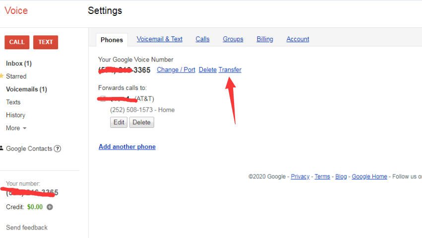 transfer google voice