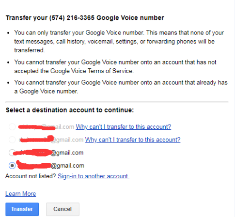 转移google voice号码