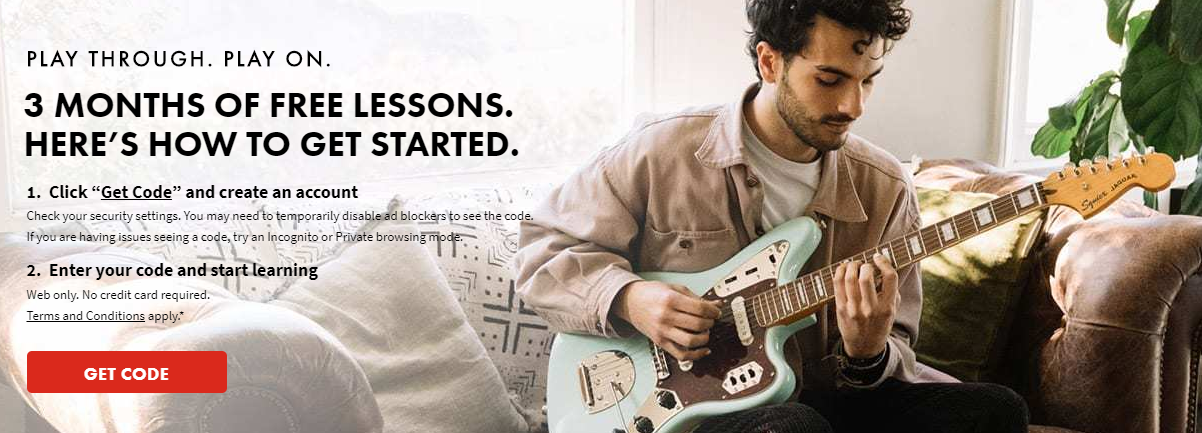 Fender提供三个月免费的吉他，贝斯，尤克里里在线课程