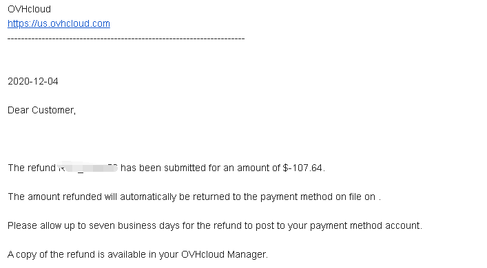OVH去年黑五特价机17.88美元被错扣35.88已经被纠正