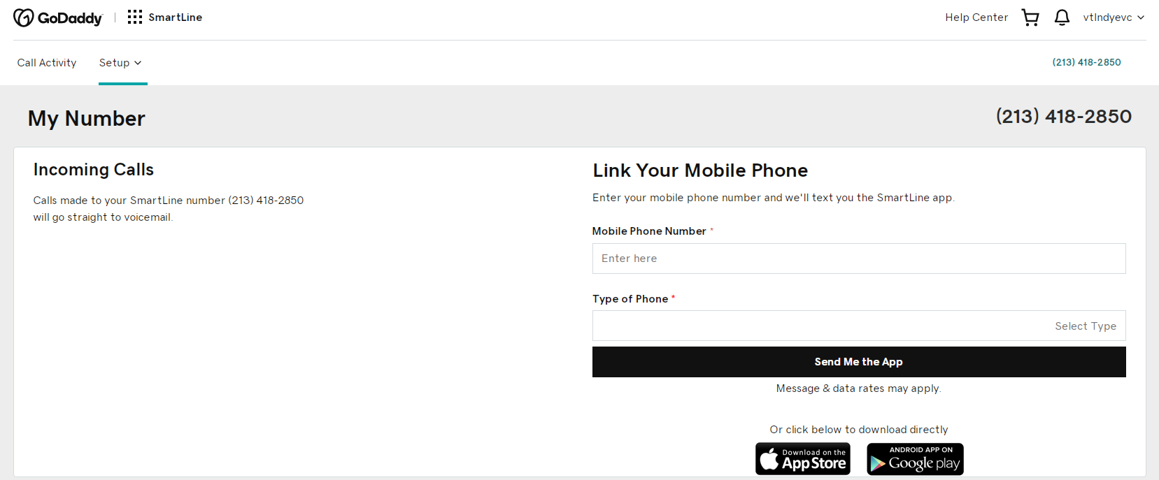 通过godaddy smartline获得免费美国电话号码，手机接码