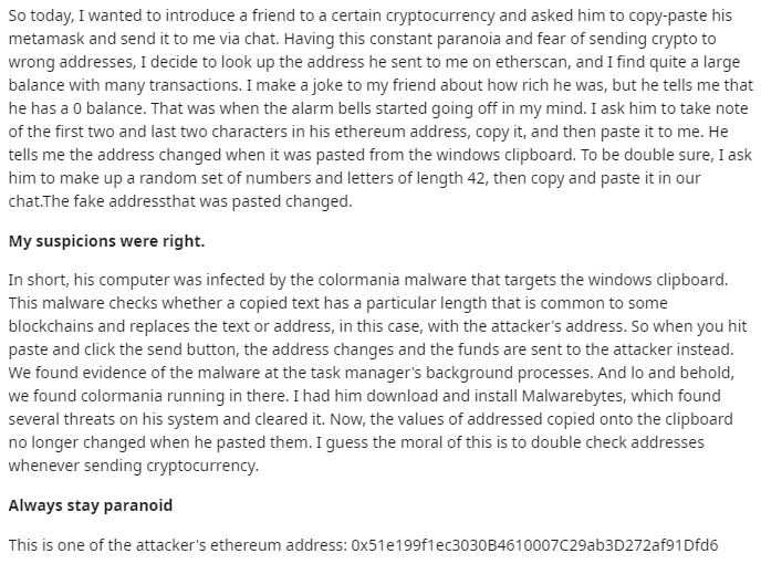 警惕剪贴板病毒劫持加密货币转账地址，在转账时候被截胡盗币