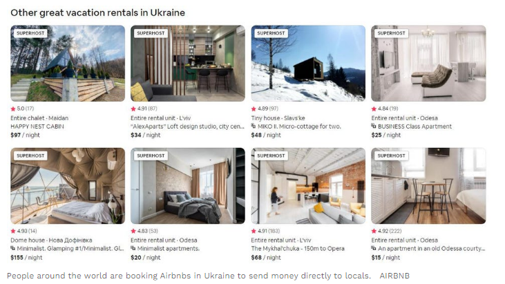 成千上万的人在乌克兰预订Airbnb以捐助乌克兰，骗子也打起了歪主意