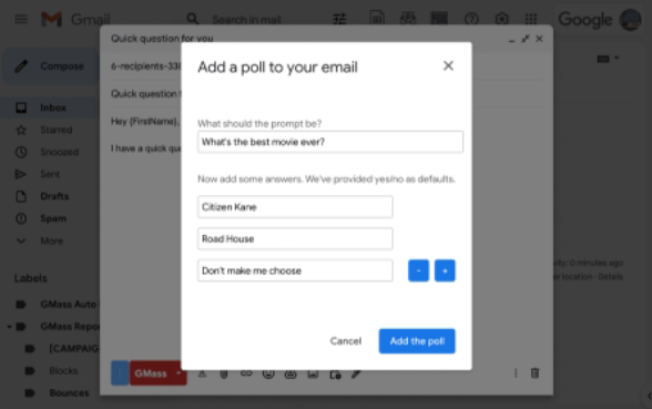 Gmail邮件群发工具gmass新增邮件投票功能