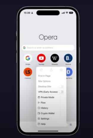 Opera在其iOS应用程序中添加了免费VPN功能