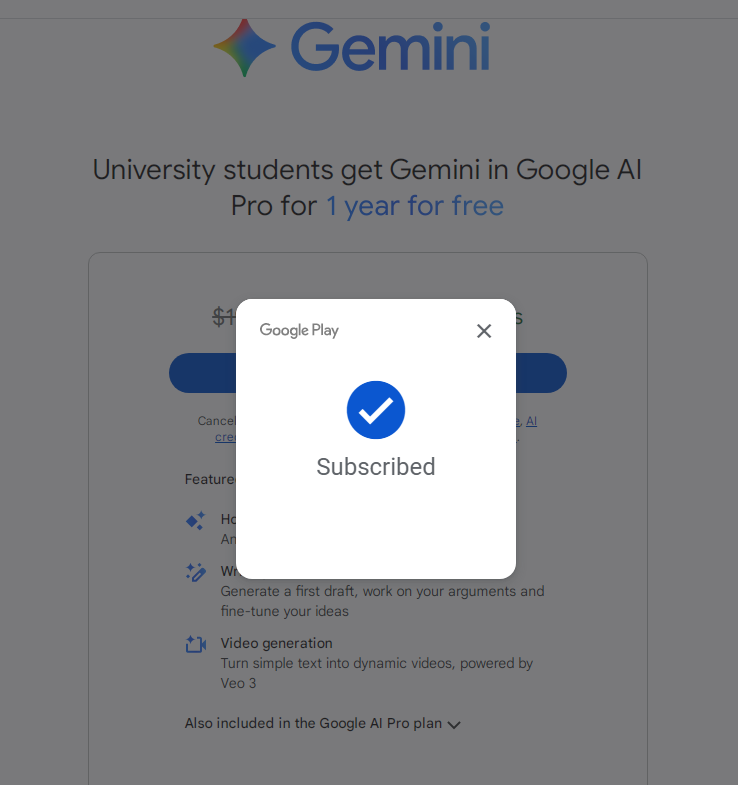 google AI pro撸一年免费还有2T google one空间